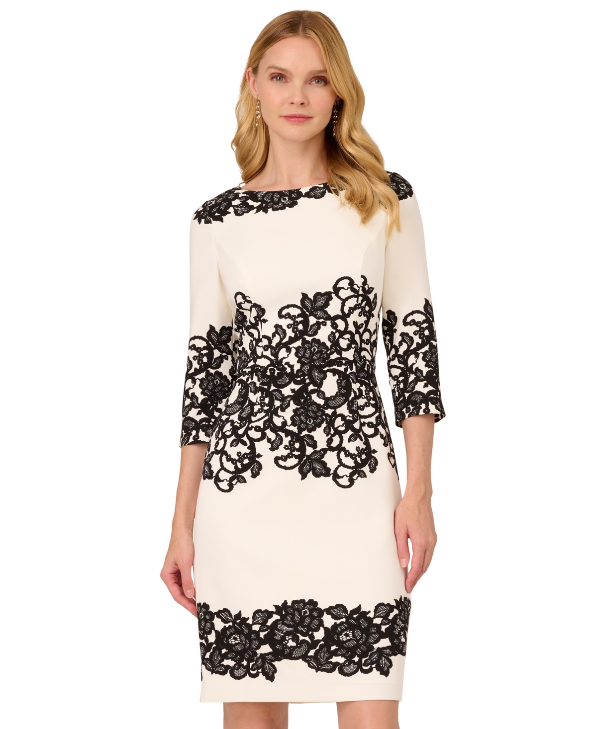 Adrianna Papell Women's Lace-Print Sheath Dress