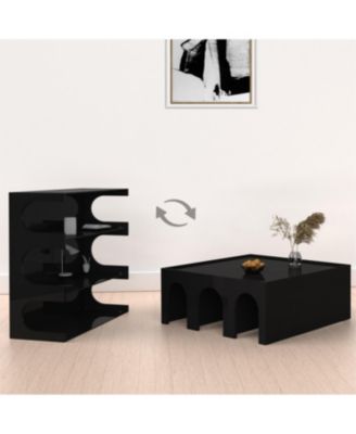 4-Tier Book Shelf Cabinet Coffee Table with Organizer Storage Shelves