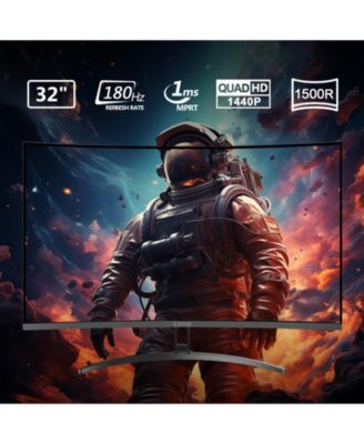 32" 2560 x 1440 QHD 180Hz 1ms 2K Curved Gaming Monitor, HDMI x 2, DP x 2, FreeSync, Support Wall Mount