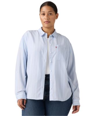 Plus Darlene Chikee Stripe Chambray Shirt