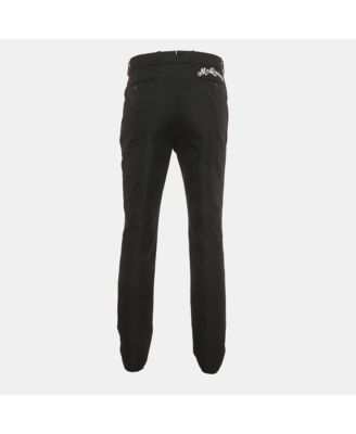 Men's Black Logo Embroidered Cotton Trousers