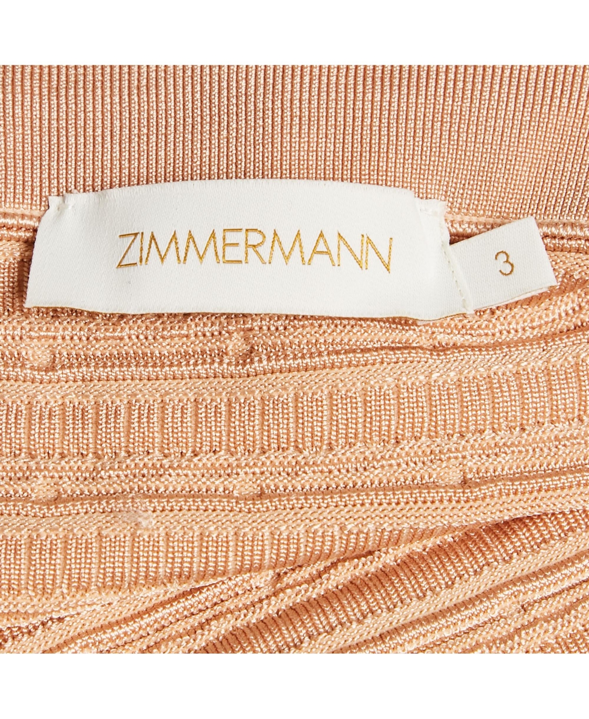 Pre-Owned Zimmermann Women's Beige Stretch Knit Illustration Frilled Dress