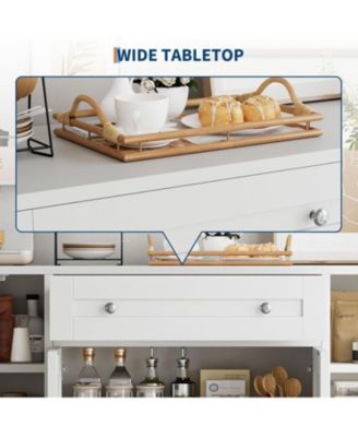 Modern Wooden Sideboard Buffet Cabinet with Drawer, 4 Doors and Storage Shelves