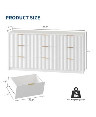 9 Drawer Dresser for Bedroom Storage, Modern Dressers & Chests of Drawers with Fluted Front, Versatile Dresser