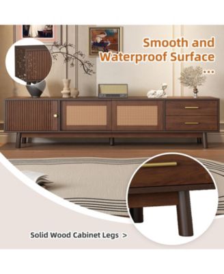 Modern Storage Cabinet Farmhouse TV Stand with Sliding Doors and Drawer