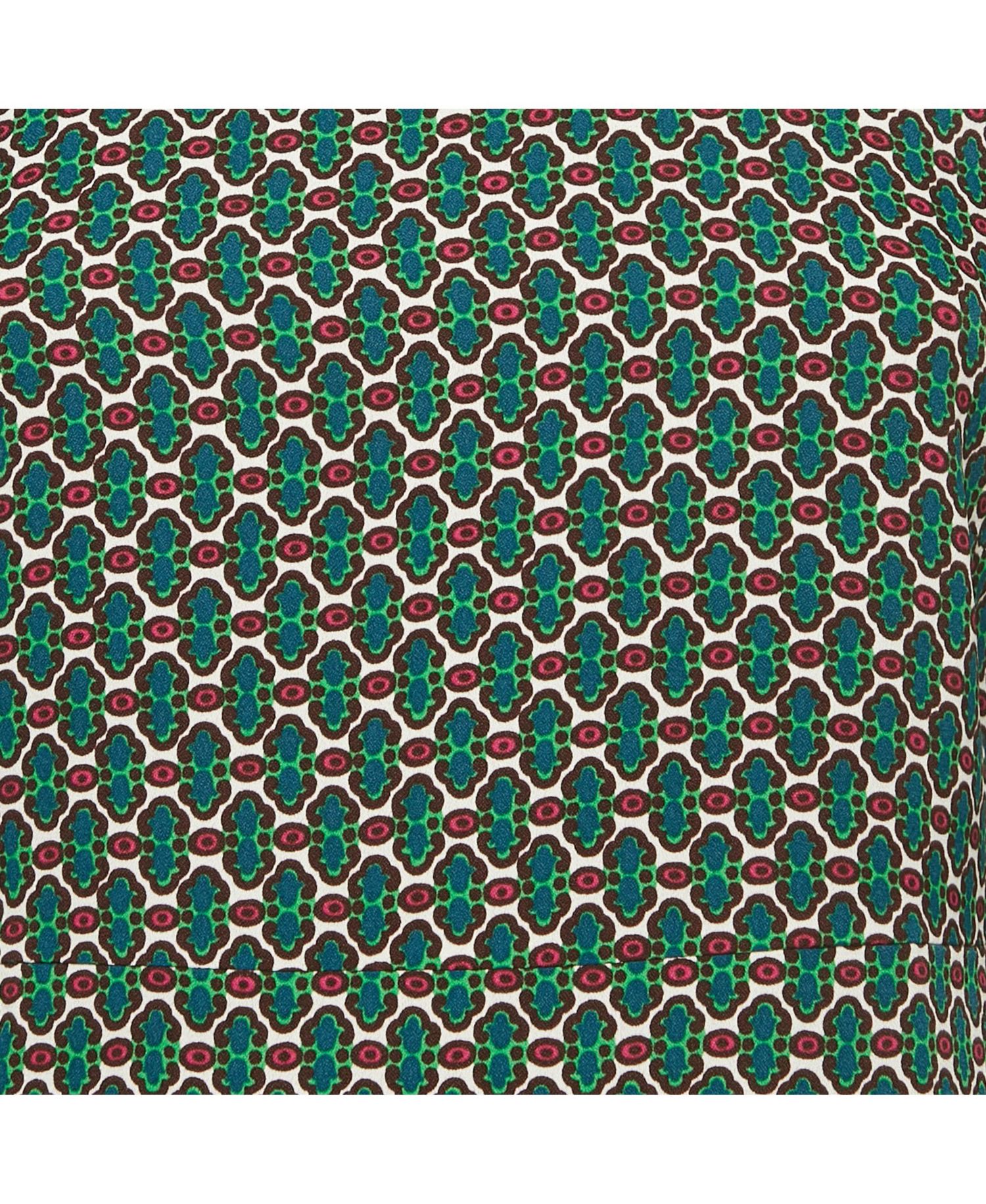 Women's Green Printed Crepe Midi Dress