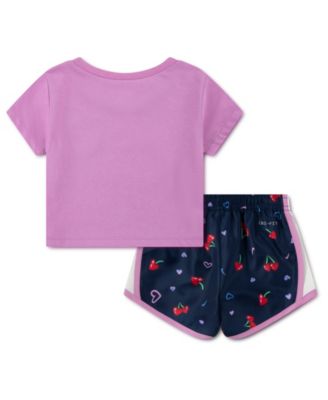Baby Girls' Crewneck T-Shirt and Cherry Shorts, 2-Piece Set