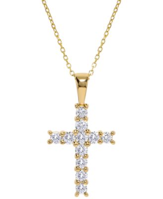 Diamond Cross Pendant Necklace (5/8 ct. t.w.) in 14k Yellow Gold