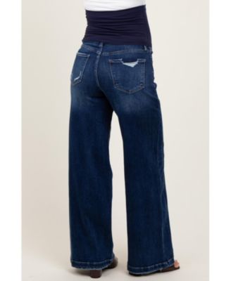 Maternity Navy Baggy Wide Leg Jeans