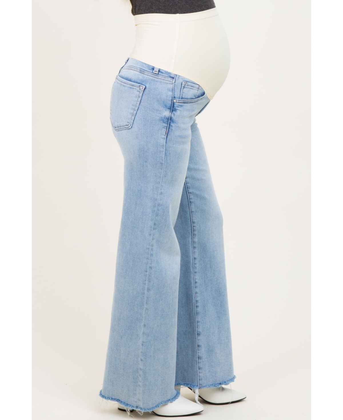 Pinkblush Maternity Light Low Rise Wide Leg Raw Cut Hem Jeans