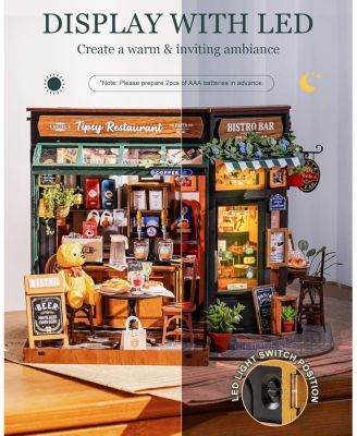 3D Puzzles Miniature House Kit Tipsy Restaurant DIY Birthday Gifts Valentine's Day Birthday Gifts, Multicolored, 2.72"2.72"5.71