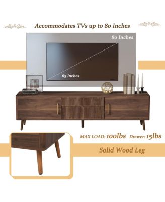 Mid Century TV Stand with 2 Drawers, Media Console Table for TVs up to 80" with Storage