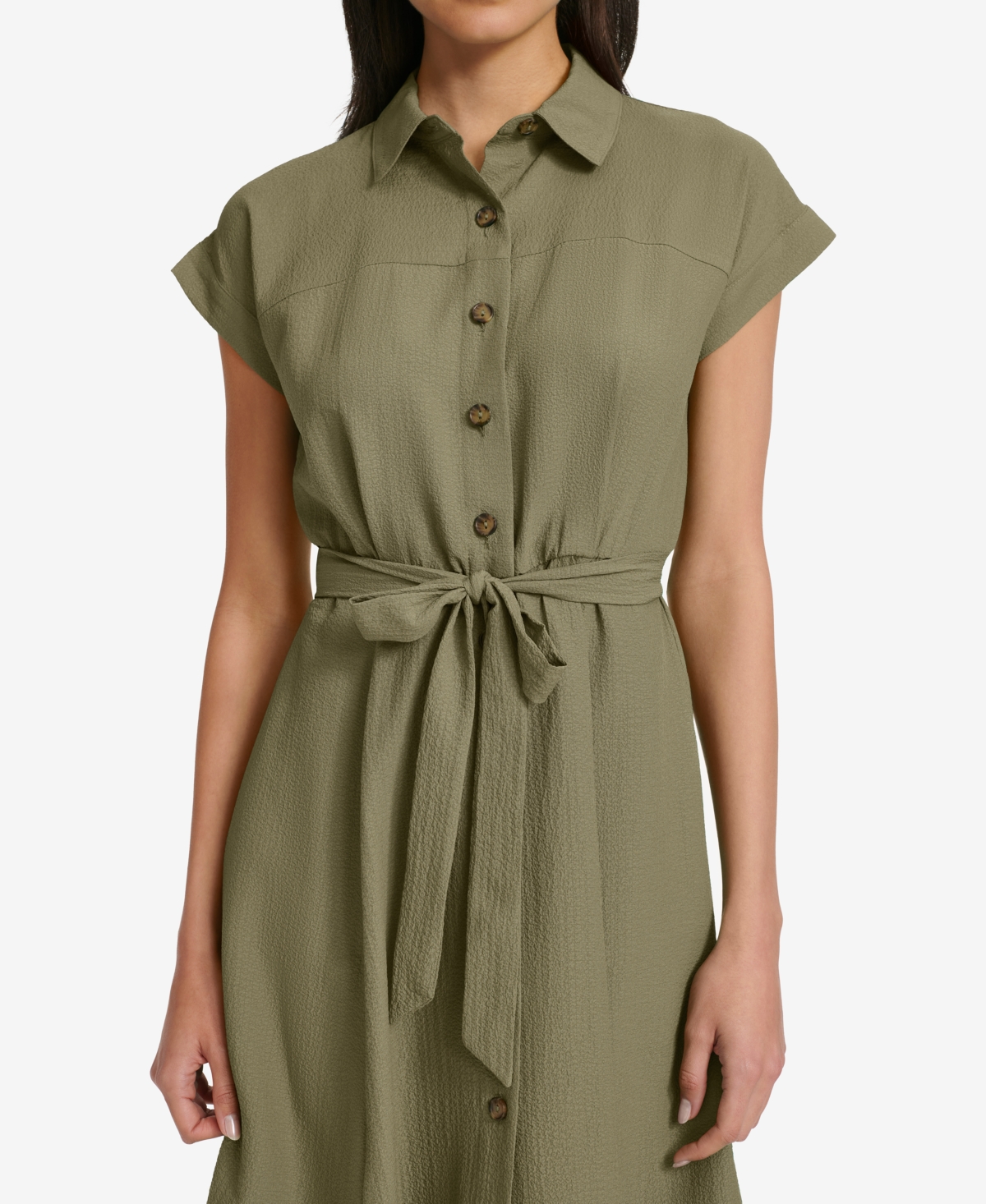 Calvin Klein Women's Belted Cap-Sleeve Shirtdress