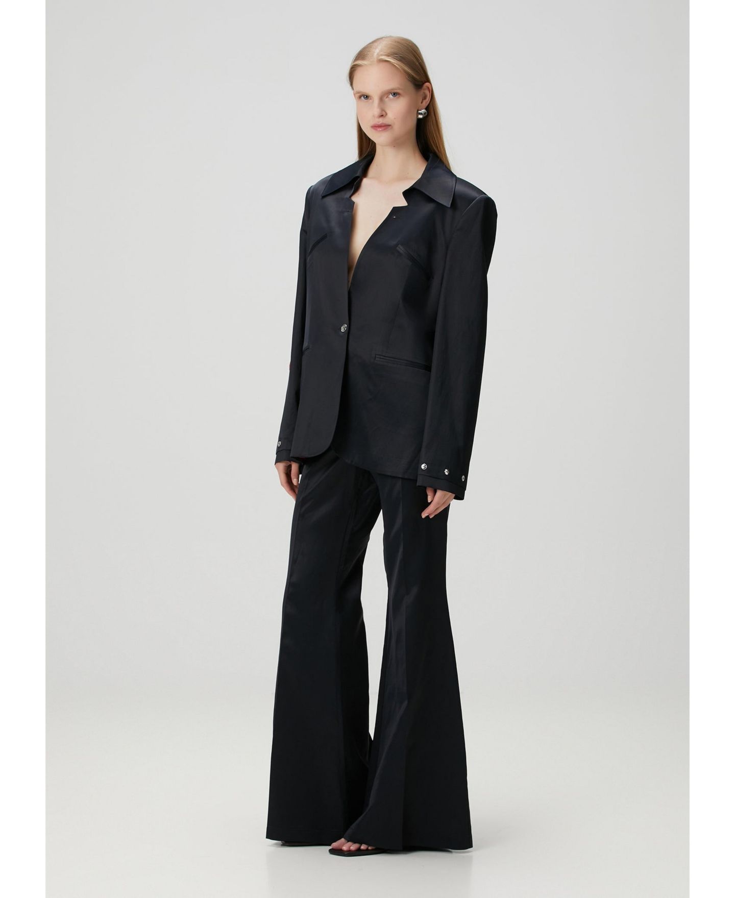 Женский пиджак PCFG Linen-Blend Tailored Blazer, цвет: Угольно-чёрный — фото 7