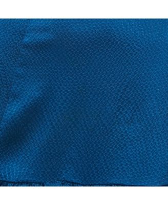 Women's Blue Textured Silk Ruffled Mini Skirt