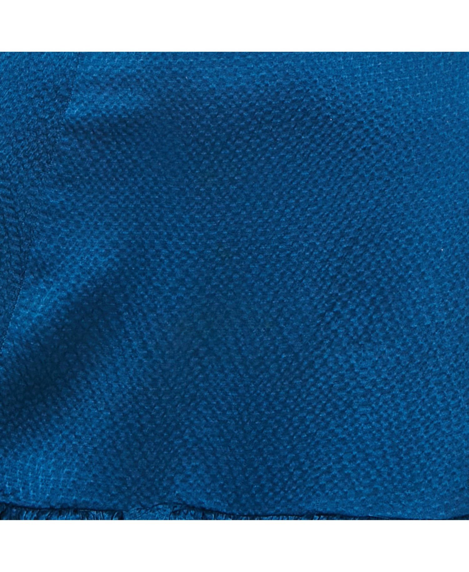 Women's Blue Textured Silk Ruffled Mini Skirt