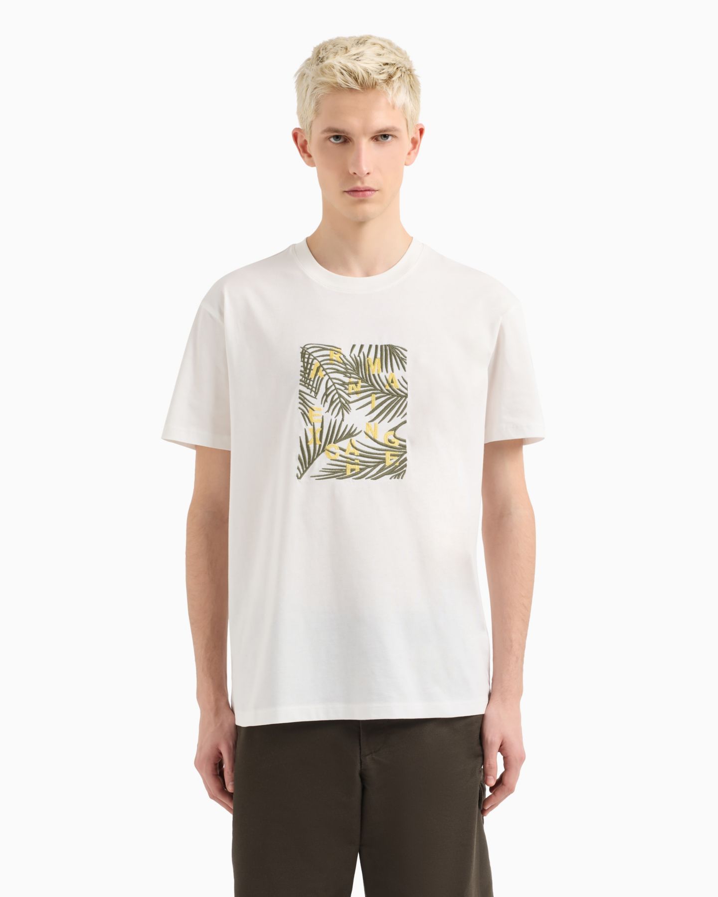 Мужская футболка A|X Armani Exchange Palm Graphic, цвет: Молочный белый — фото 1