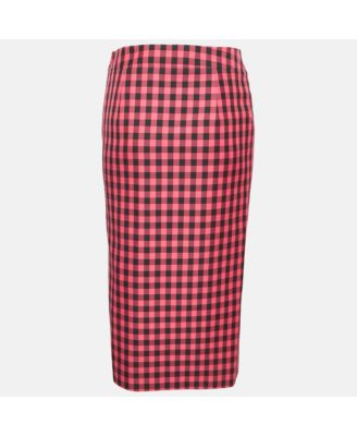 Women's Pink Gingham Check Pencil Skirt