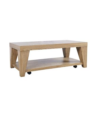 Modern Contemporary 50" Coffee Table with Storage Shelf and Hidden Casters