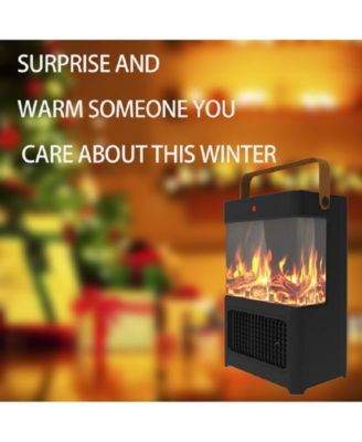 Electric Fireplace Heater for Indoor Use, 1500W Space Heater Fireplace with 3D LED Flame, Double Safety Protection
