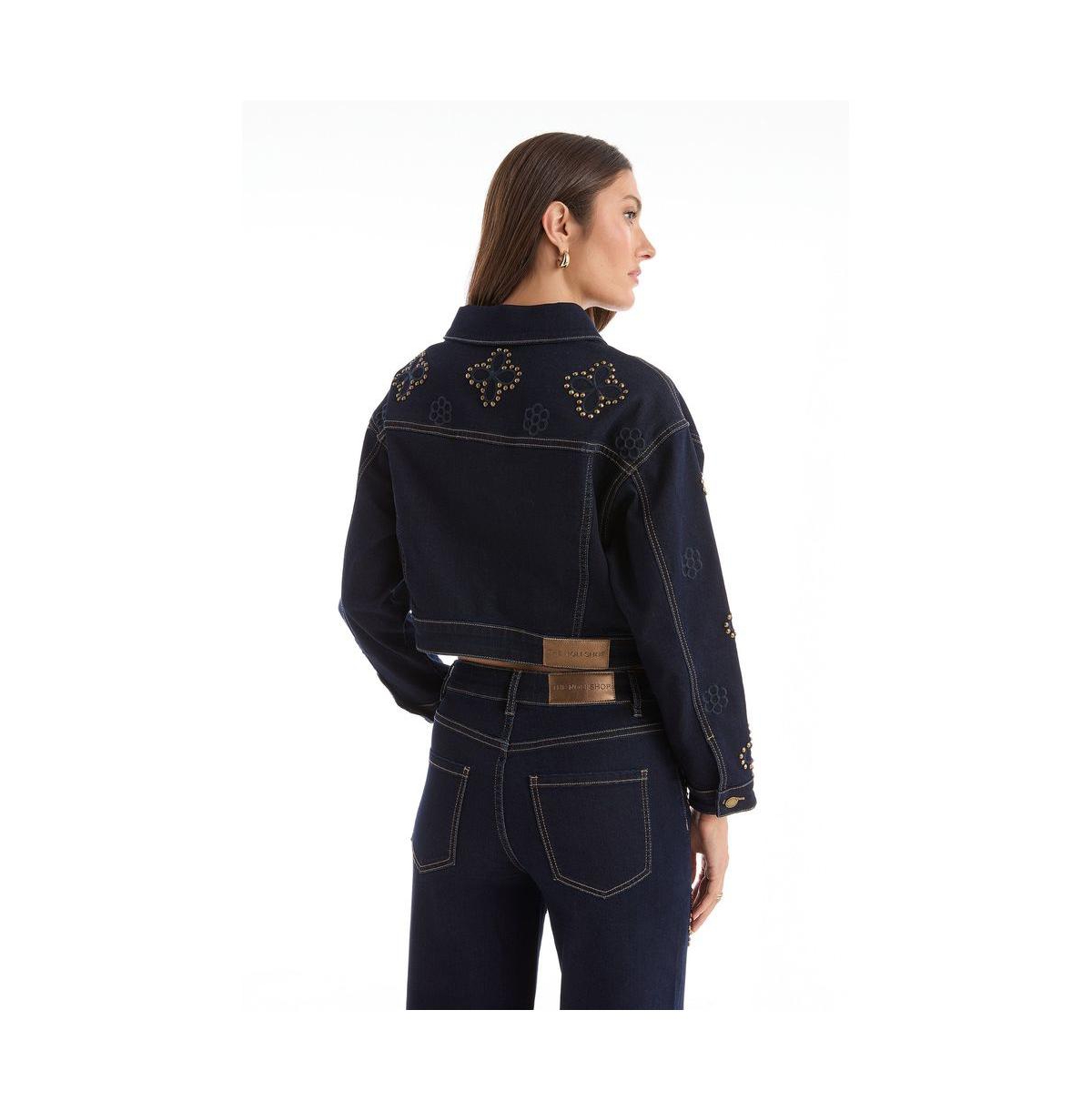 The Noli Shop Women's Kaia Studded Jacket - Indigo