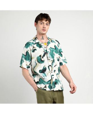 Men's Emerald Green Oversized Swirl Strokes Shirt