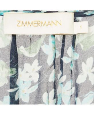 Women's Blue Floral Print Crepe Ruffled Wrap Mini Dress