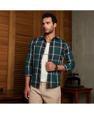 Men's Ecru Beige & Midnight Black Withering Flora Imprint Shirt