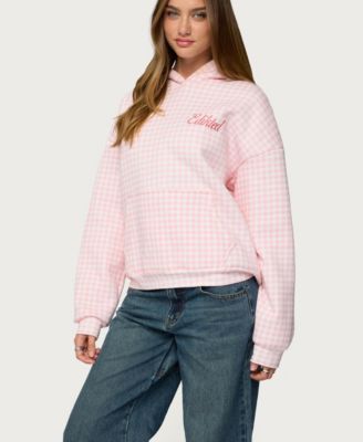 Women's Edikted Gingham Oversized Hoodie