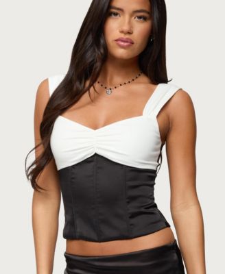 Women's Leandre Contrast Satin Effect Boned Top