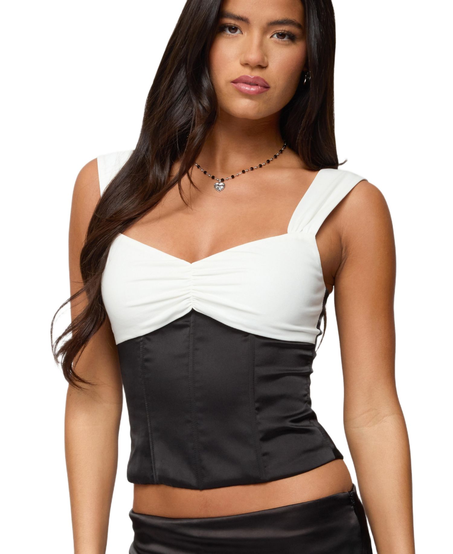 Women's Leandre Contrast Satin Effect Boned Top
