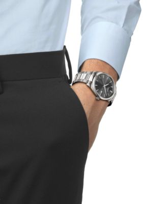 Men's gray stainless steel Bracelet Watch, 40mm