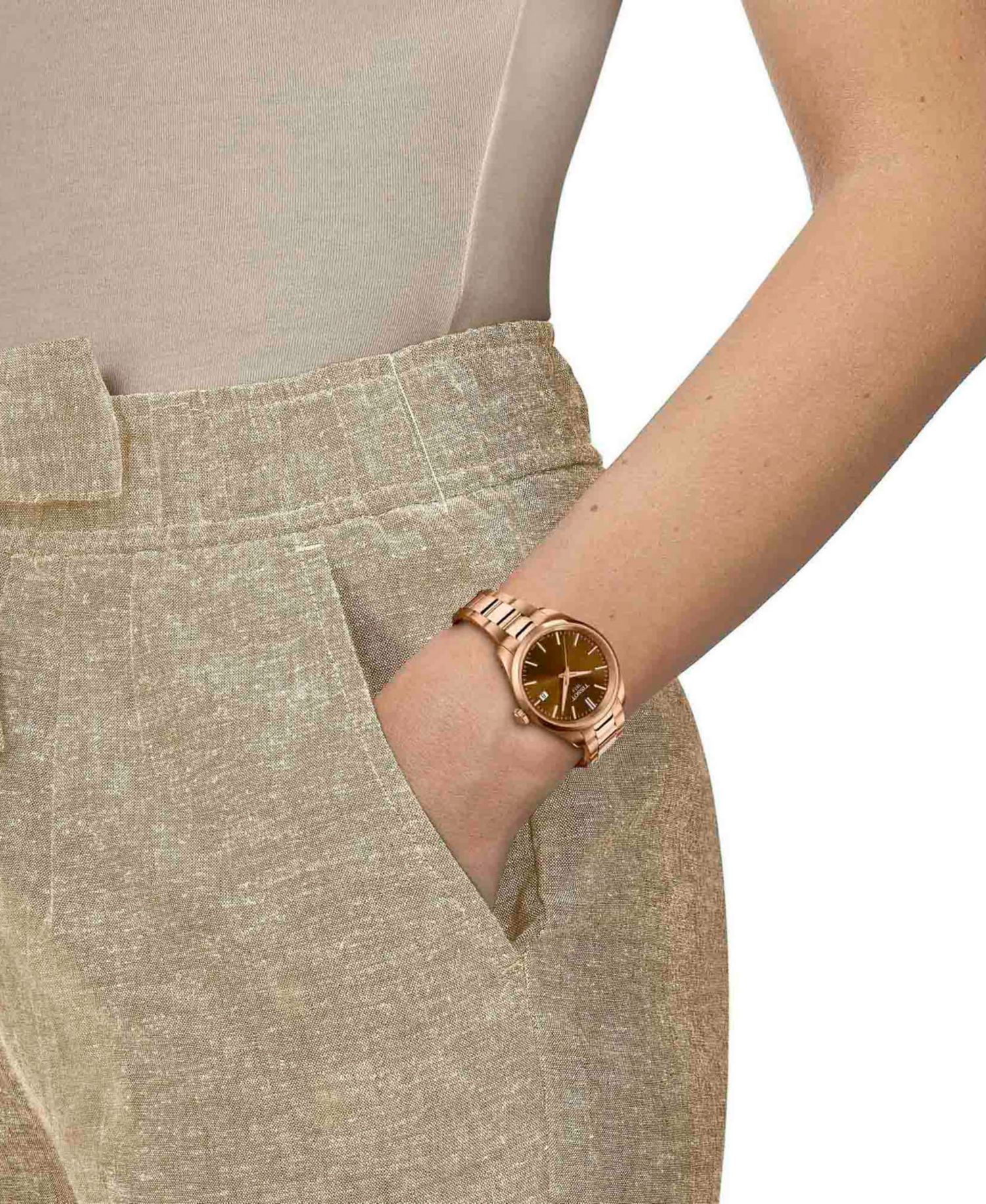 Unisex Rose Gold Stainless Steel Bracelet Watch, 34mm