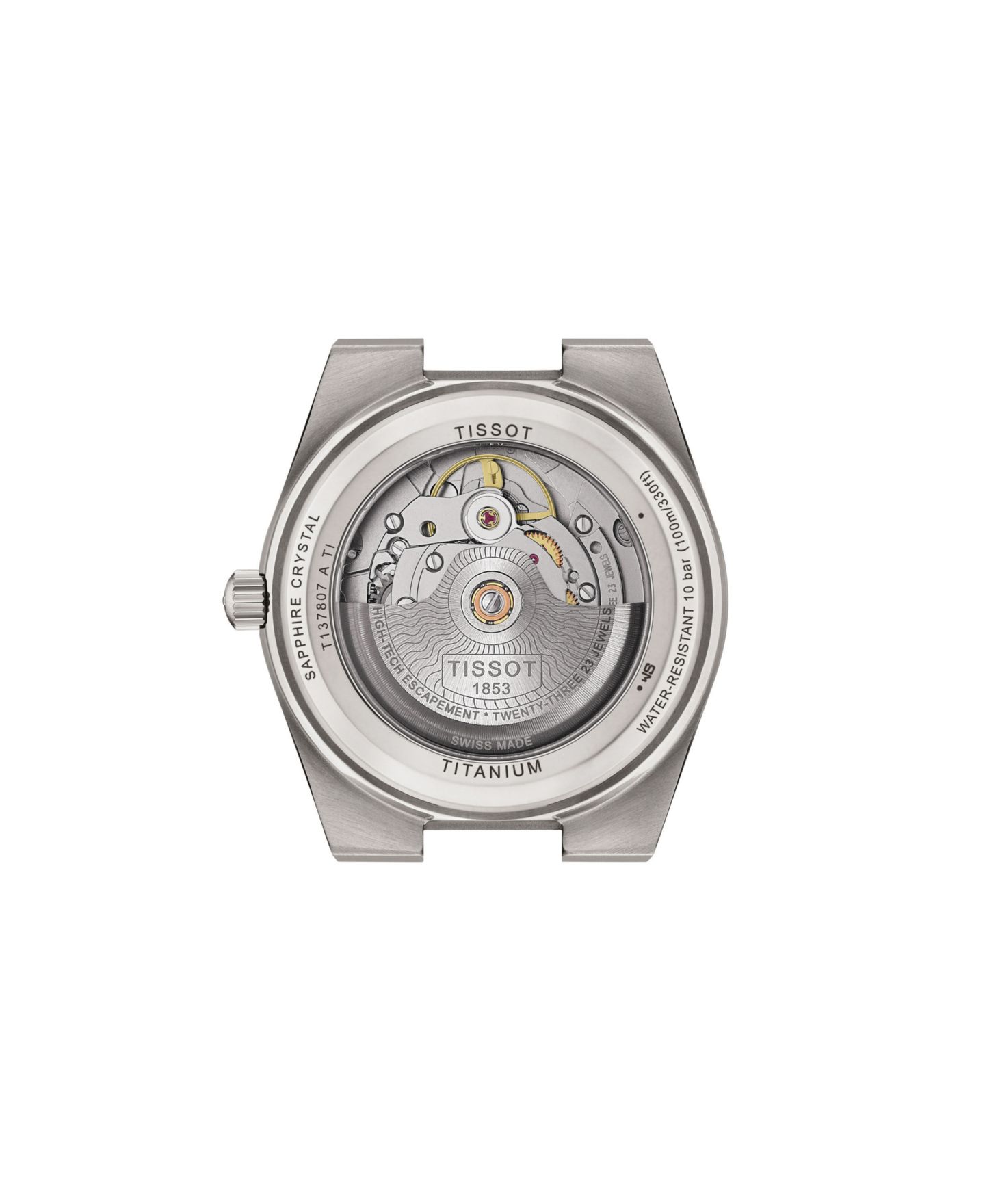 Часы Tissot Unisex Gray Titanium Bracelet Watch, 38mm — фото 3
