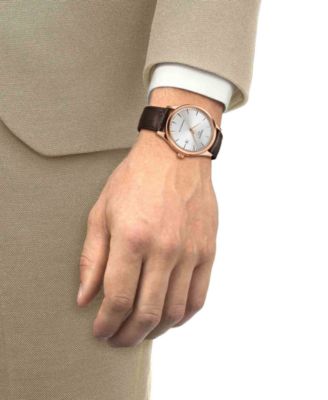 Men's Brown Leather Bracelet Watch, 40mm