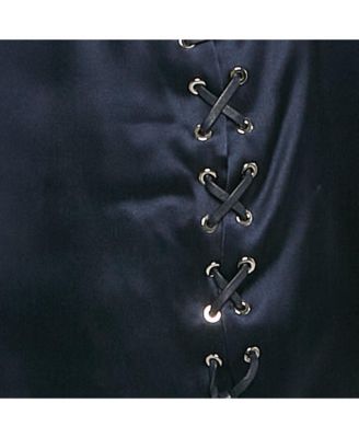 Women's Navy Blue Satin Silk Lace-Up Detail Sleeveless Top