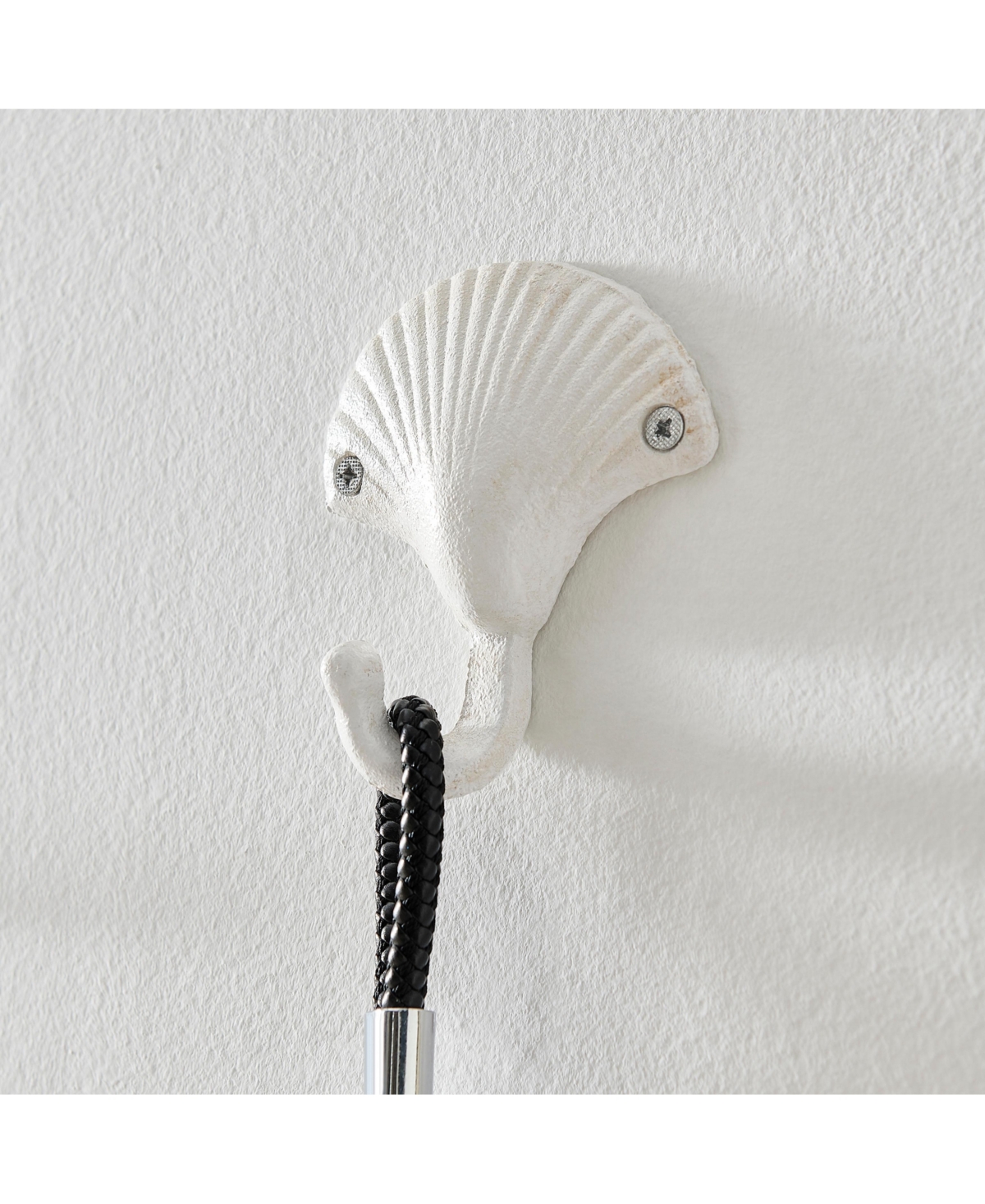 Danya B White Cast Iron Nautical Ocean Sculpture Wall Hook Set of 3 - Seashell, Crab, Seahorse