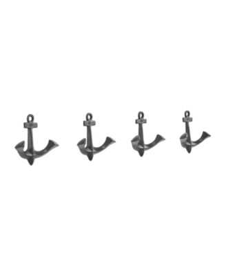 4 Piece Anchor Two-Prong Decorative Wall Double Hook Set