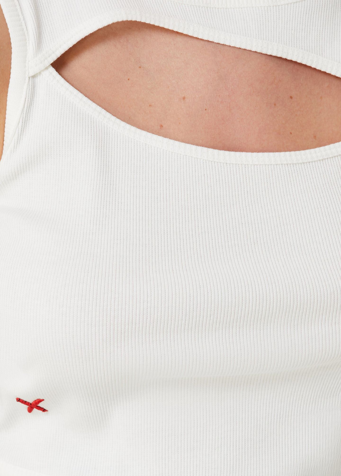 Женский топ PCFG Ribbed Stretch Cotton-Blend Cropped, цвет: Blanc De Blanc — фото 7