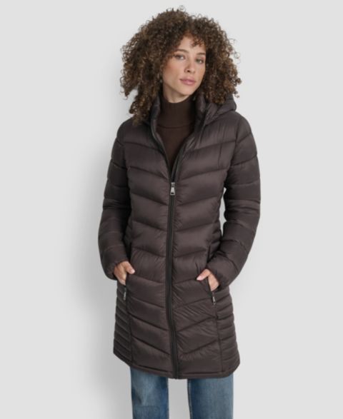 Женские куртки DKNY Zip-Front Long Coat