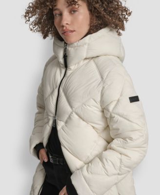 Women's Diamond Quilted Hooded Puffer Coat