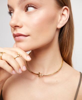Gold Plated Rigid Choker Necklace
