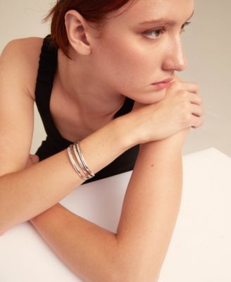 Rigid Engraved Logo Triple Row Cuff Bracelet