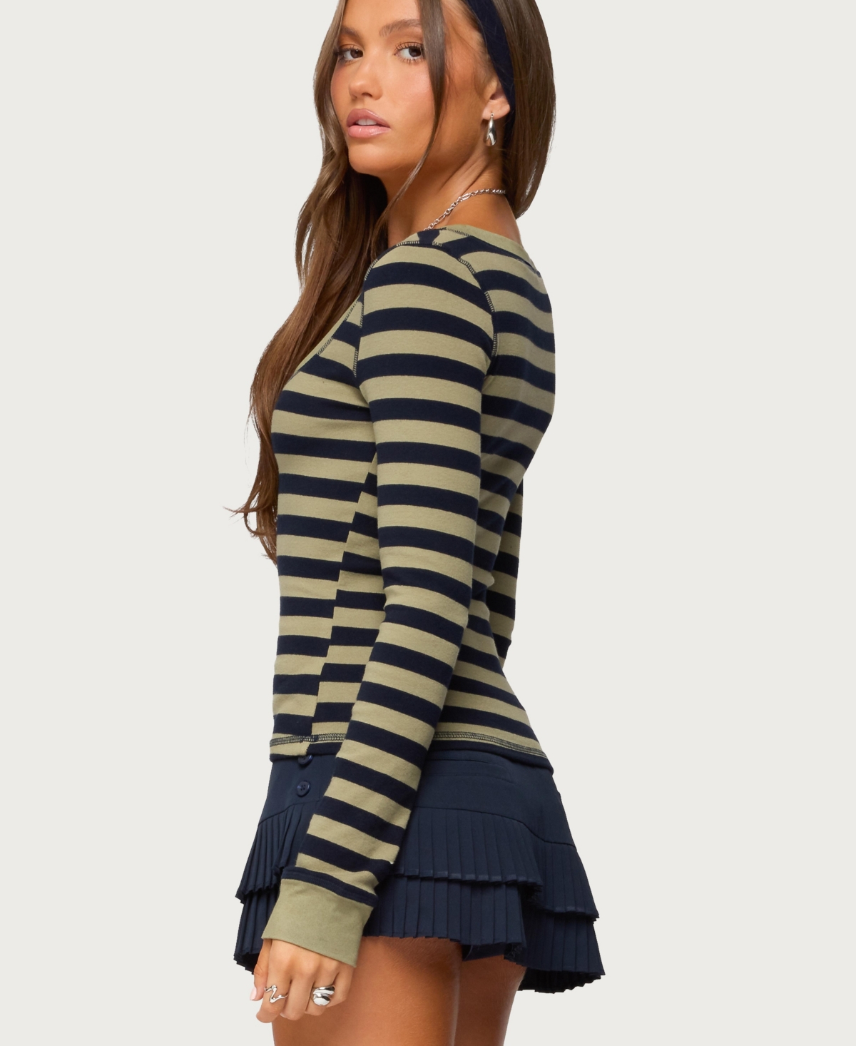 Edikted Women's Rainey Striped Long Sleeve Top
