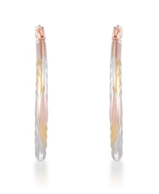 Hoop Earrings in 14k Rose Gold and Yellow Gold Over Sterling Silver