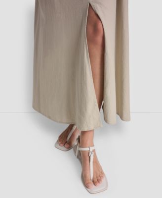 Women's Knotted Strap V-Neck A-Line Dress