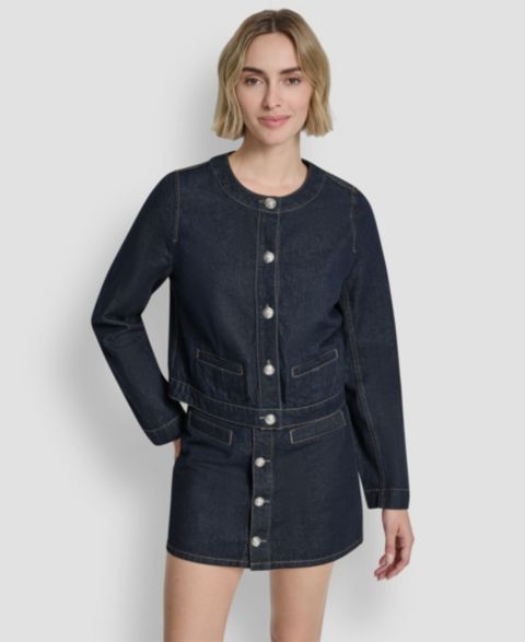 Женские куртки DKNY Jeans Crew Neck Denim Jacket
