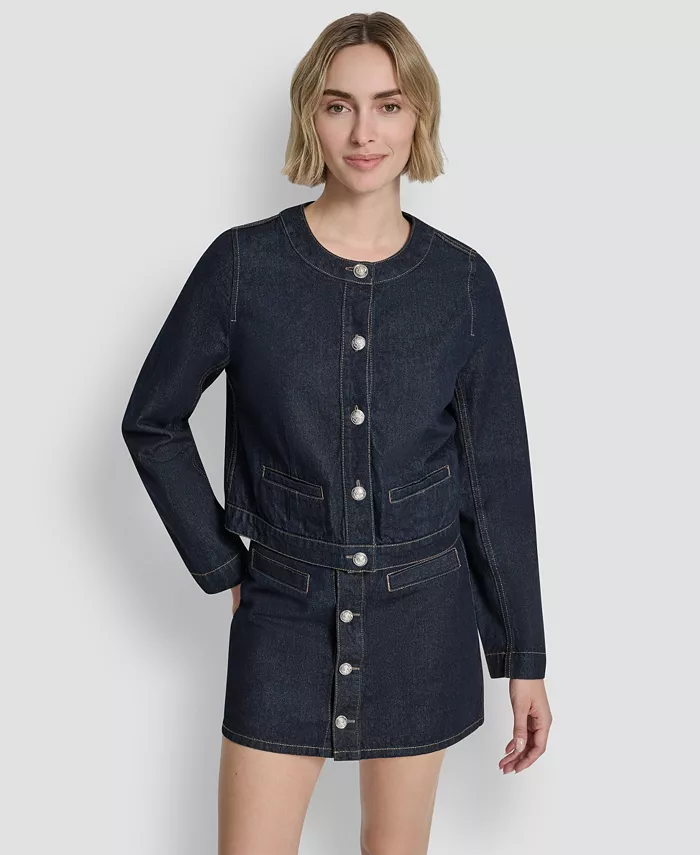 Women's Crew Neck Denim Jacket