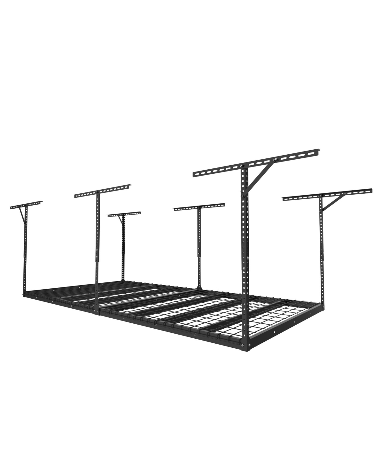 Fleximounts Max Series 48 in. W x 96 in. D x 24 - 40 in. H Black Heavy Duty Ceiling Mounted Overhead Garage Storage Rack-GR48BMAX-e