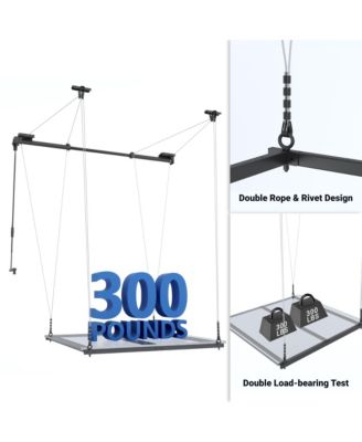 GL2FB-E – 4×4 FT GARAGE LIFTING STORAGE RACK, FRAME-ONLY (BLACK)